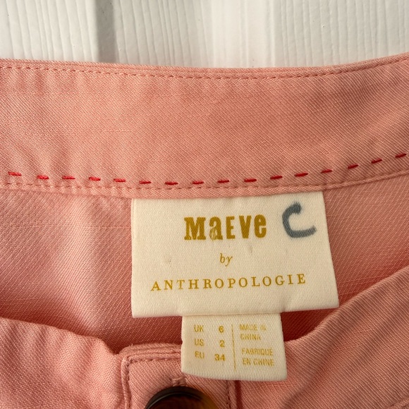 Maeve by Anthropologie Alanis off-shoulder button-front top peach - Picture 3 of 4